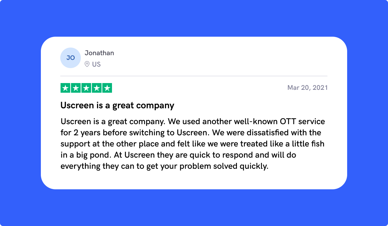 Jonathan's 5 Star Uscreen Review.